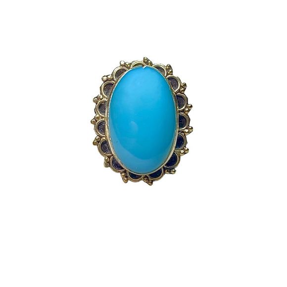 Angelite Gemstone in a Handcrafted 925 Stamped Ring (7.5) - Picture 5 of 7